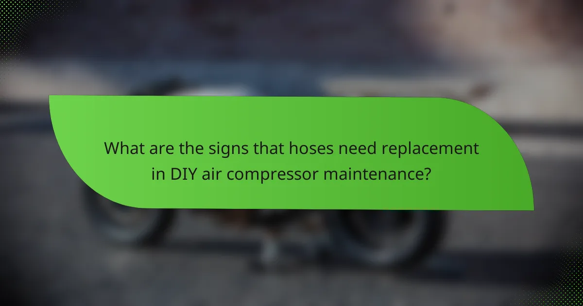 What are the signs that hoses need replacement in DIY air compressor maintenance?