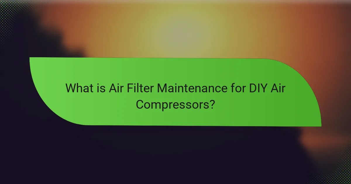 What is Air Filter Maintenance for DIY Air Compressors?