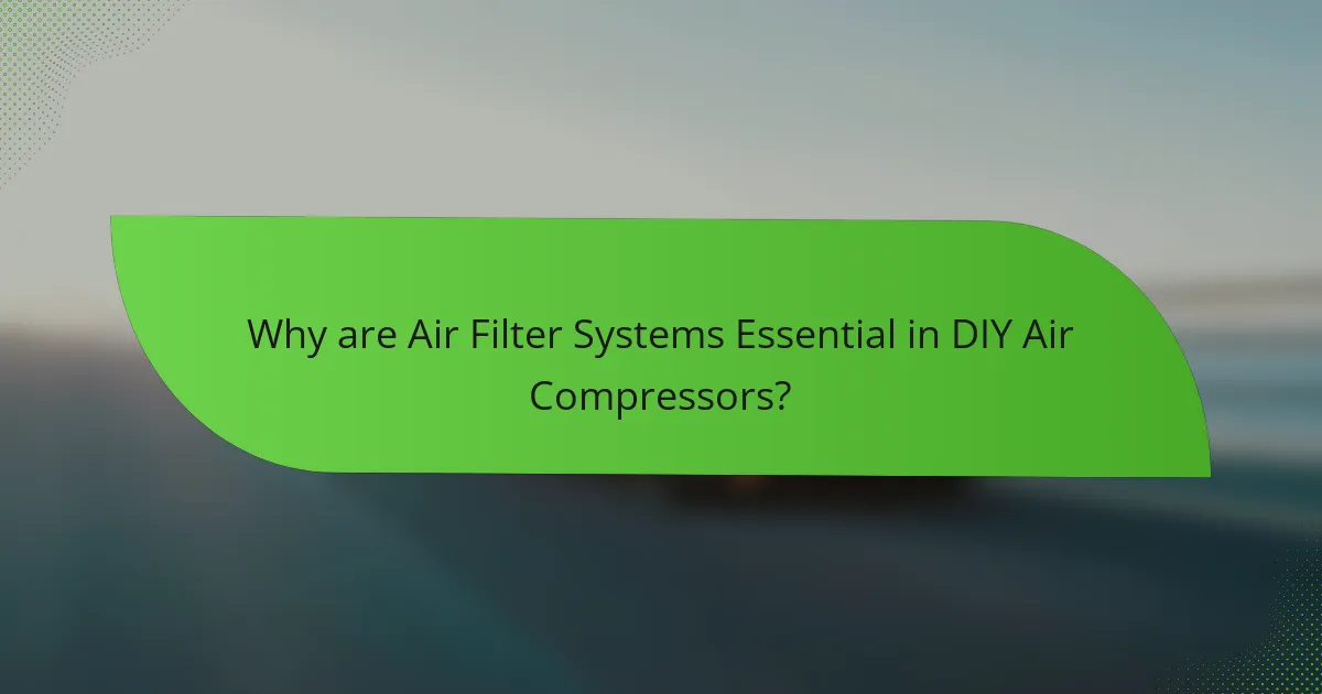 Why are Air Filter Systems Essential in DIY Air Compressors?